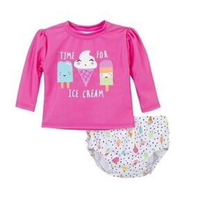 Gerber 2-Piece Baby & Toddler Girls Ice Cream Dreams Swim Bottom & Rash Guard